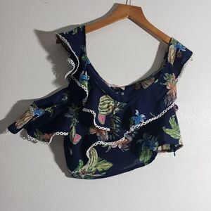 Tropical ruffle crop top